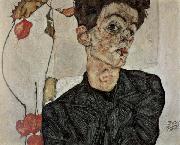 Egon Schiele Self-Portrait with Chinese Lantern Fruit Spain oil painting artist
